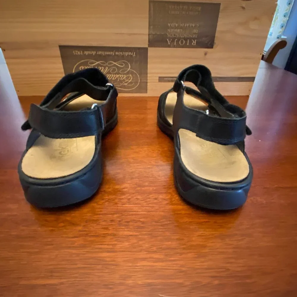 Rieker Women's Black Leather Adjustable Strap Sandals - Picture 5 of 16